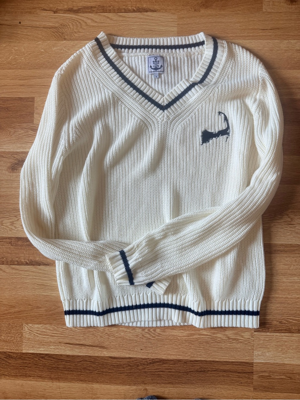 Nantucket Harbor Cream V-Neck Sweater -